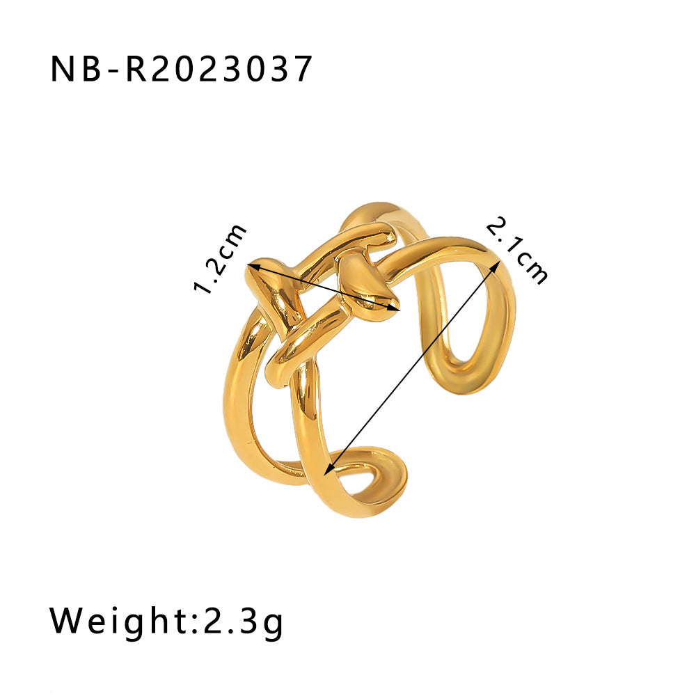1002# Stainless steel open ring heart-shaped geometric titanium steel ring fashion simple personalized ring for women
