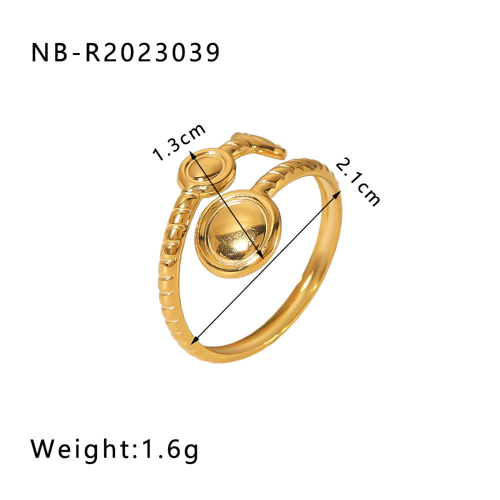 1002# Stainless steel open ring heart-shaped geometric titanium steel ring fashion simple personalized ring for women