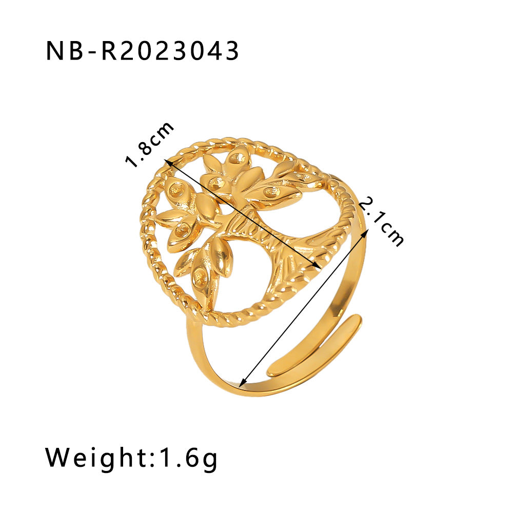 1002# Stainless steel open ring heart-shaped geometric titanium steel ring fashion simple personalized ring for women