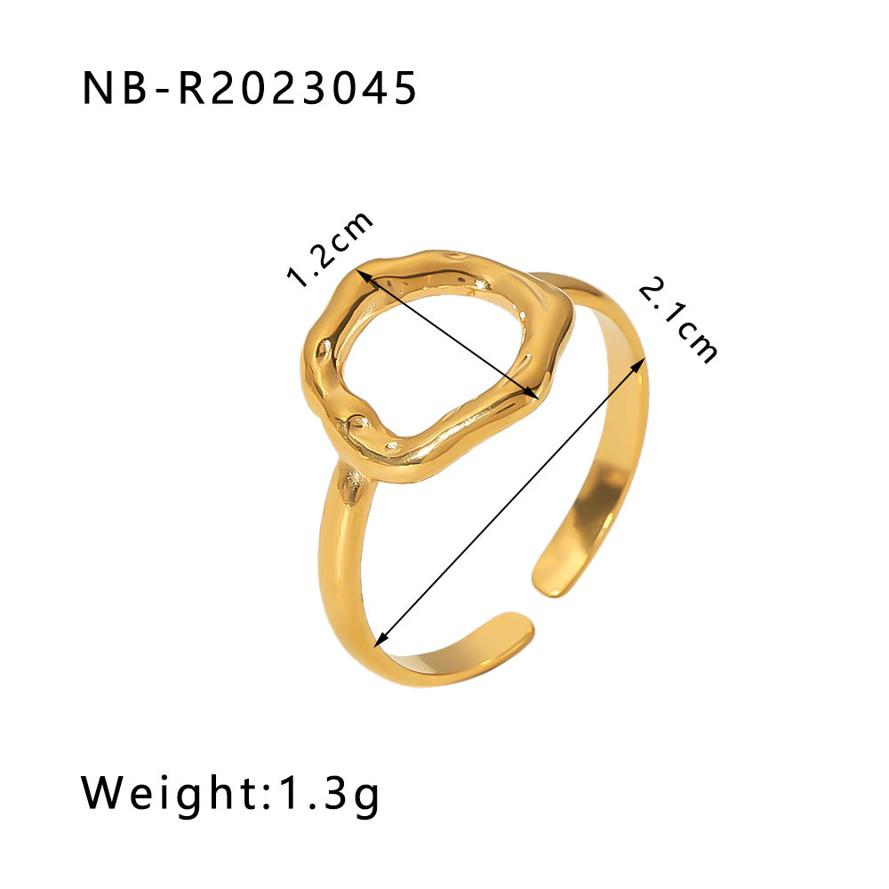 1002# Stainless steel open ring heart-shaped geometric titanium steel ring fashion simple personalized ring for women