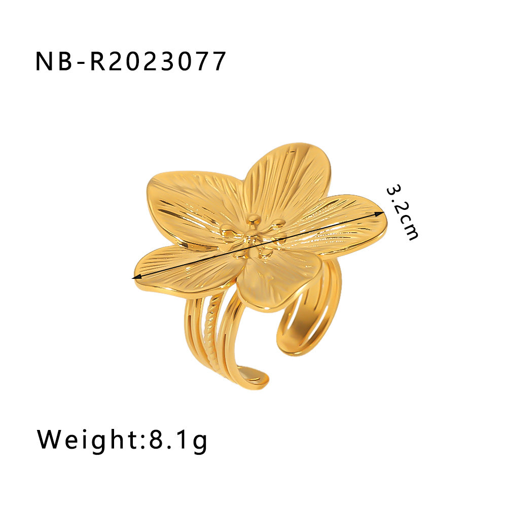 1004# New style gold color flower butterfly stainless steel 18k gold plated turquoise open ring elegant bracelet