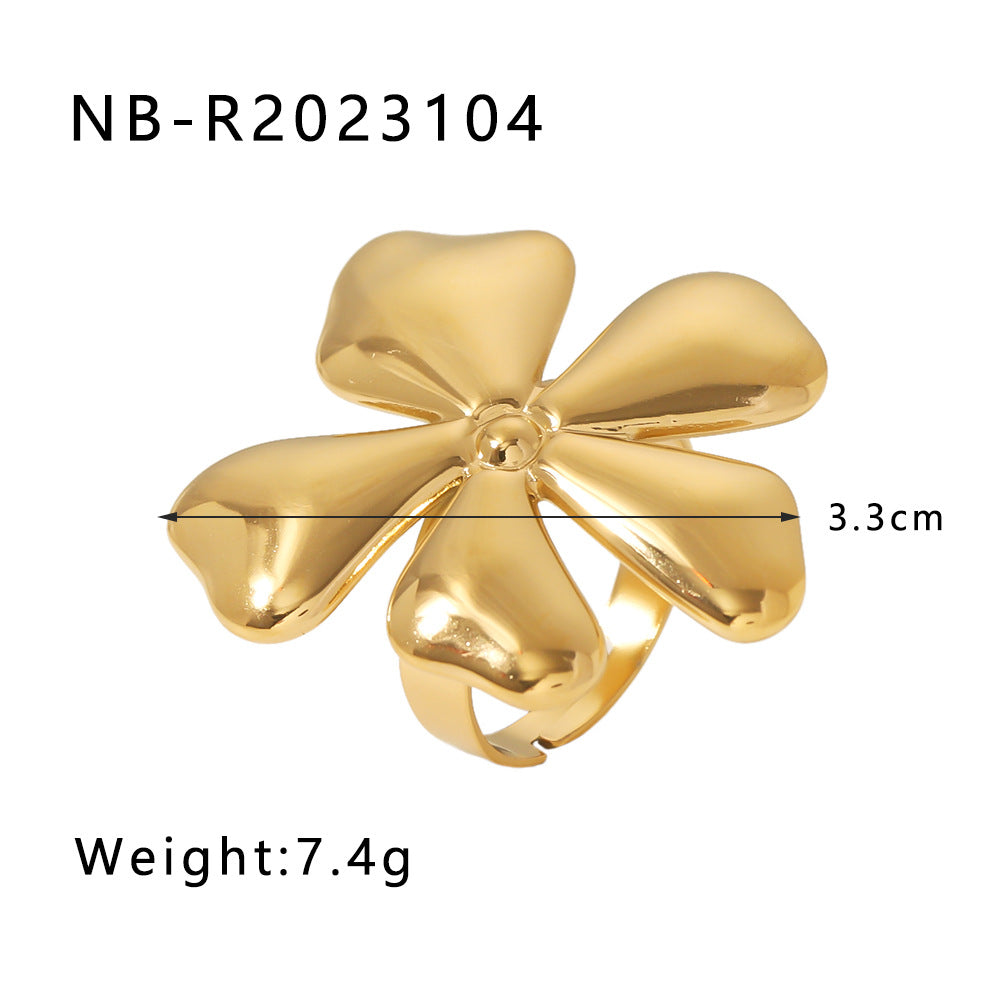 1004# New style gold color flower butterfly stainless steel 18k gold plated turquoise open ring elegant bracelet