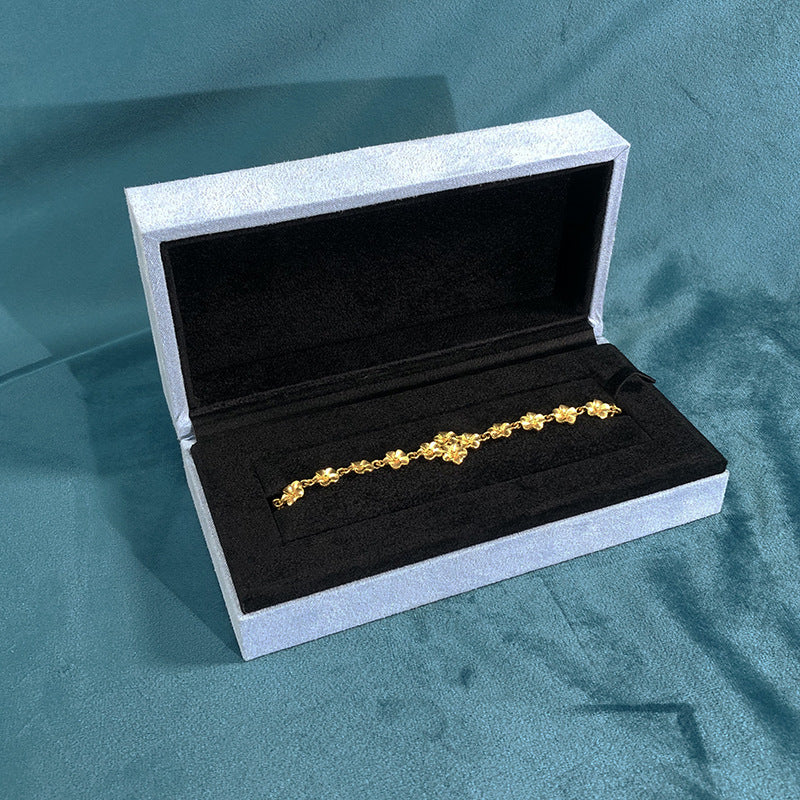661# Clover jewelry box, imitation leather, grass green, sky blue, fashion jewelry box, ring, earrings, necklace, bracelet, gift box.