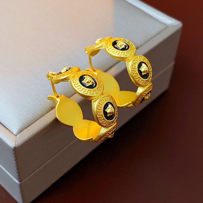 1213# Vintage Retro Statement Earrings, vintage earrings, statement jewelry, retro earrings, fashion accessories, gift for women.