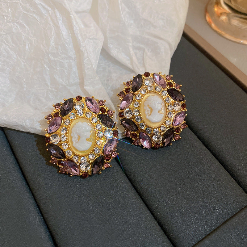 1213# Vintage Retro Statement Earrings, vintage earrings, statement jewelry, retro earrings, fashion accessories, gift for women.