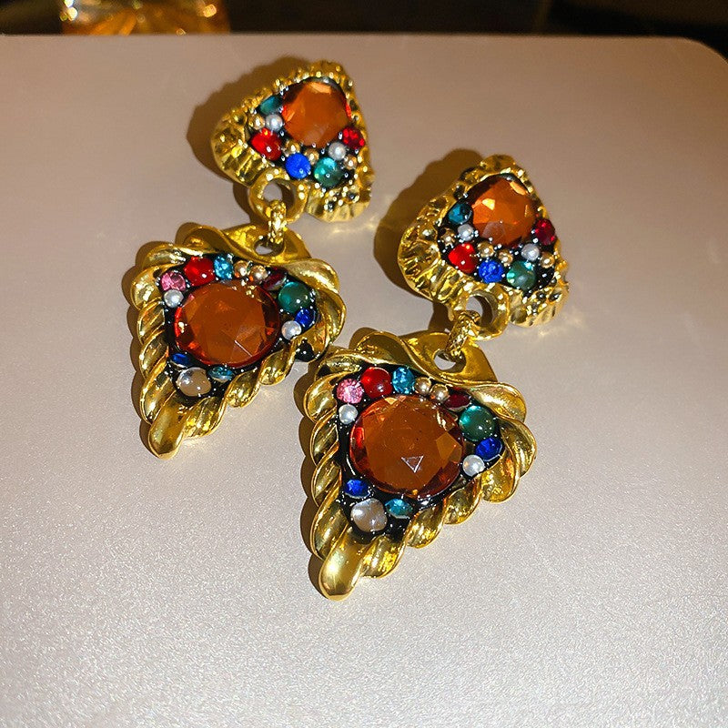 1213# Vintage Retro Statement Earrings, vintage earrings, statement jewelry, retro earrings, fashion accessories, gift for women.