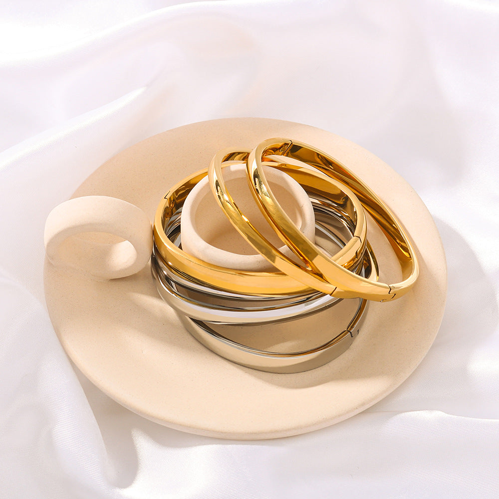 1203# Stainless steel extremely simple bracelet best-selling hot-selling high-end electroplated smooth stainless steel bracelet