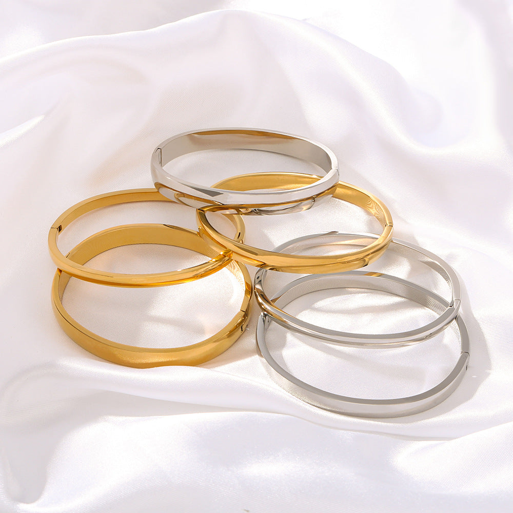 1203# Stainless steel extremely simple bracelet best-selling hot-selling high-end electroplated smooth stainless steel bracelet