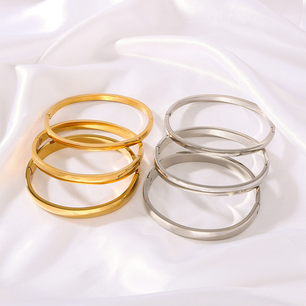 1203# Stainless steel extremely simple bracelet best-selling hot-selling high-end electroplated smooth stainless steel bracelet