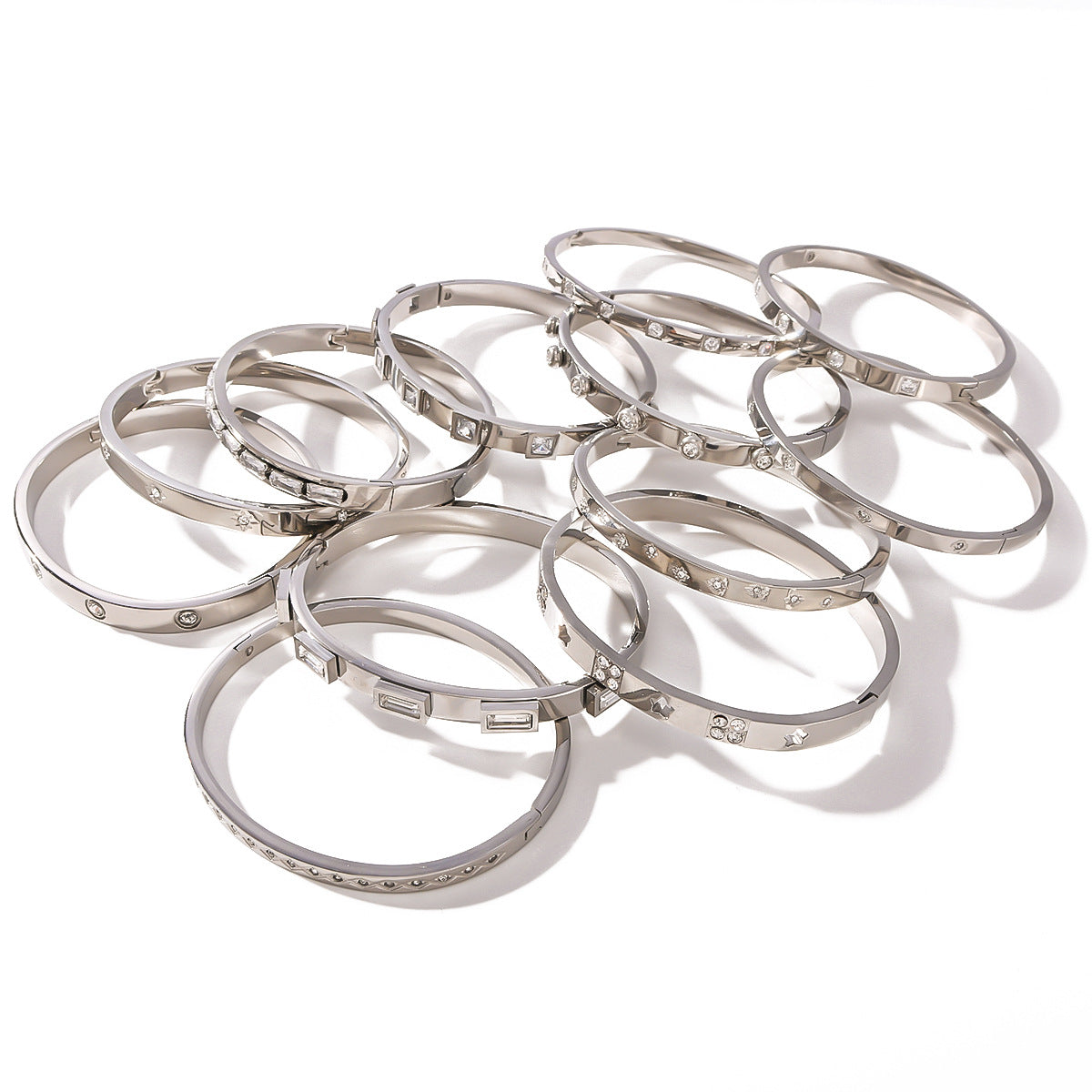 1210# French literary retro style non-fading real gold electroplated geometric zircon bracelet 18K waterproof jewelry