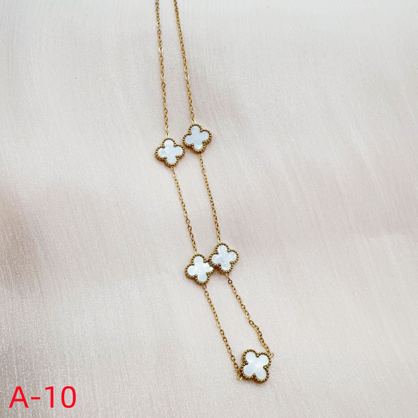 902# Stainless Steel Clover Necklace【Five Clovers, A-09 to A-15】