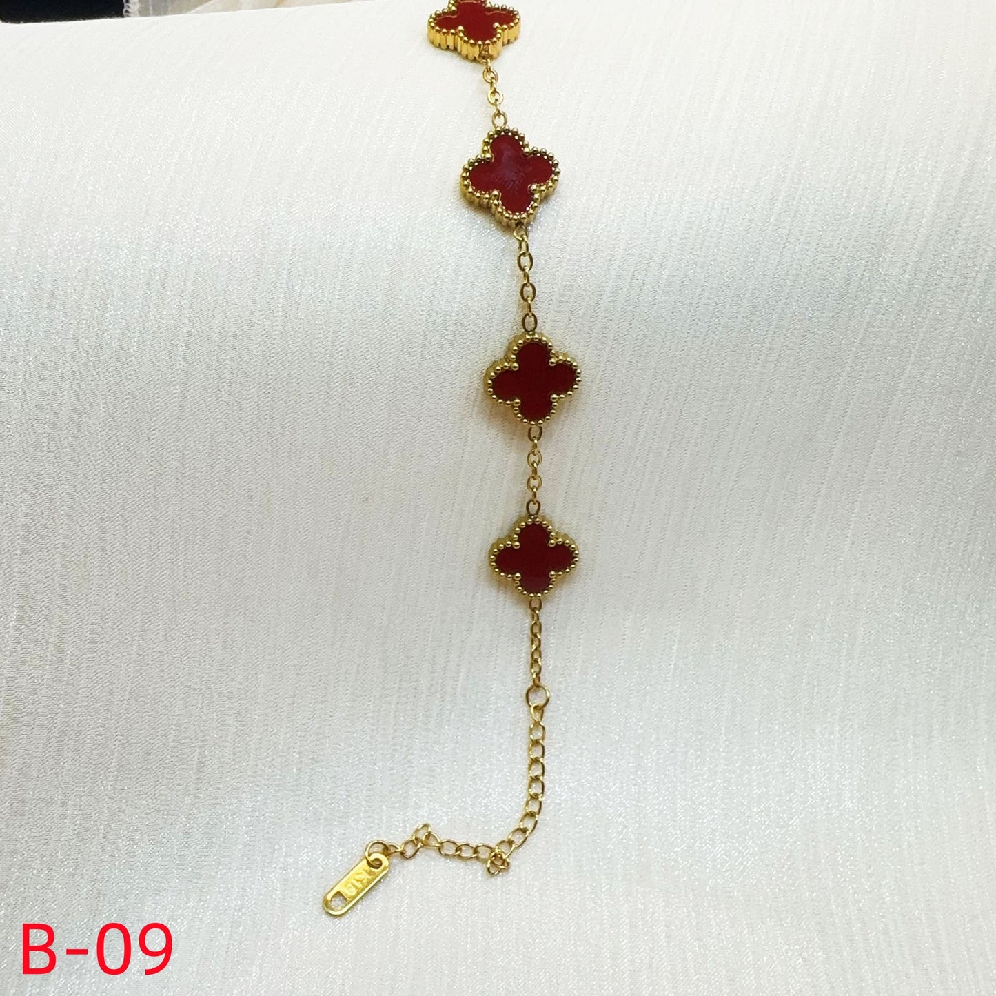 905# Stainless Steel Clover Bracelet【Five Clovers, B-09 to B-19】