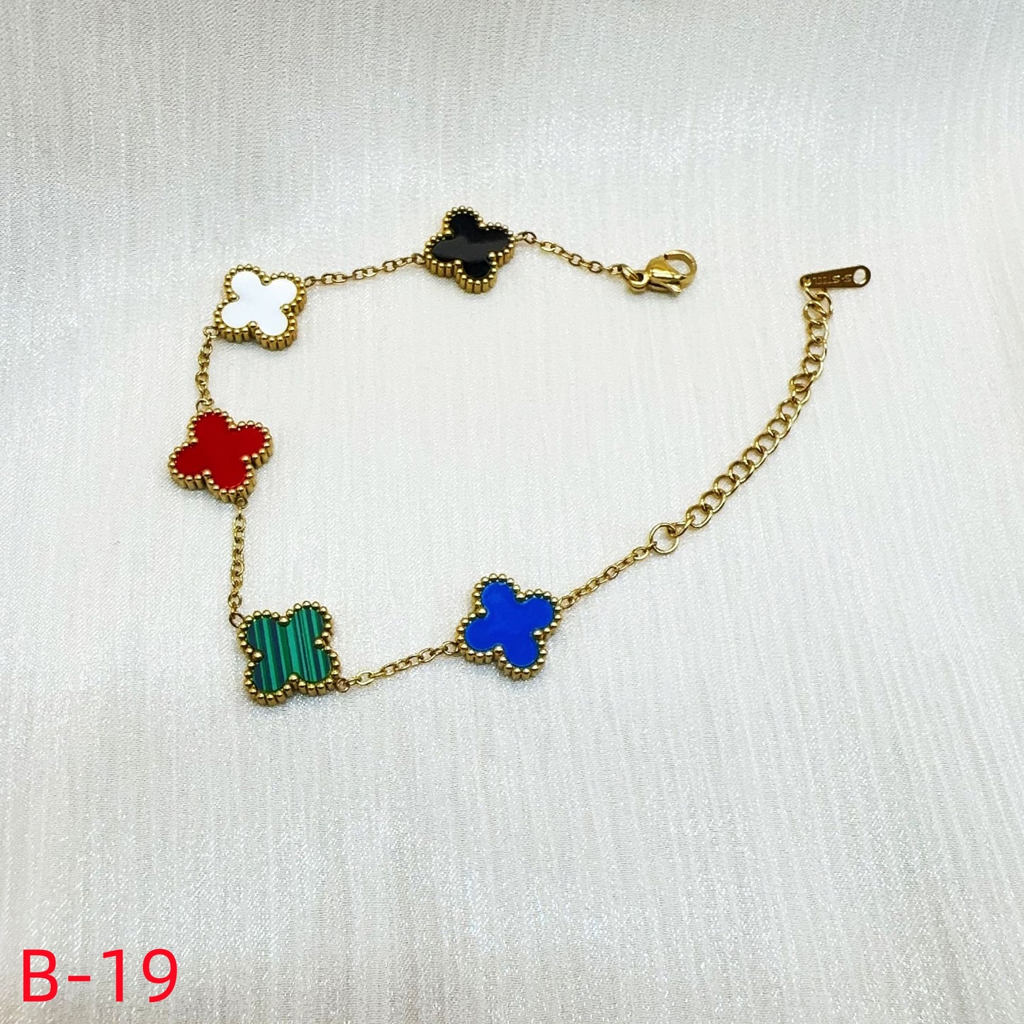 905# Stainless Steel Clover Bracelet【Five Clovers, B-09 to B-19】