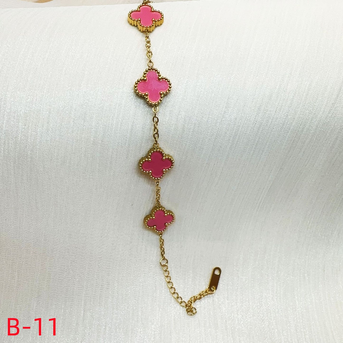 905# Stainless Steel Clover Bracelet【Five Clovers, B-09 to B-19】