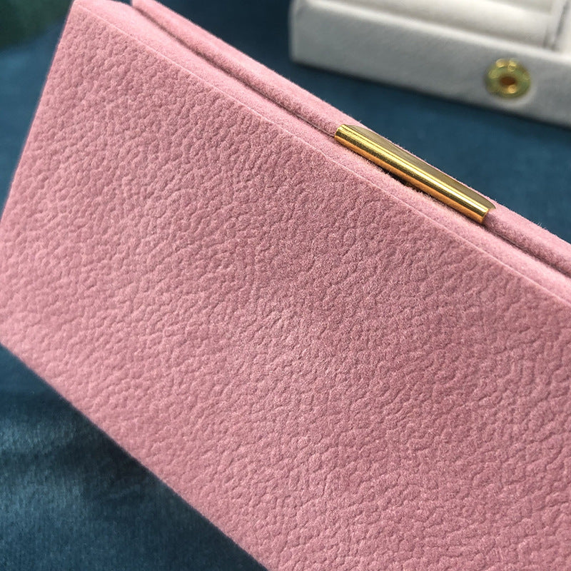 662# Jewelry Box,  portable for travel, arched surface, Pearl velvet, jewelry storage box, fashion accessories packaging box