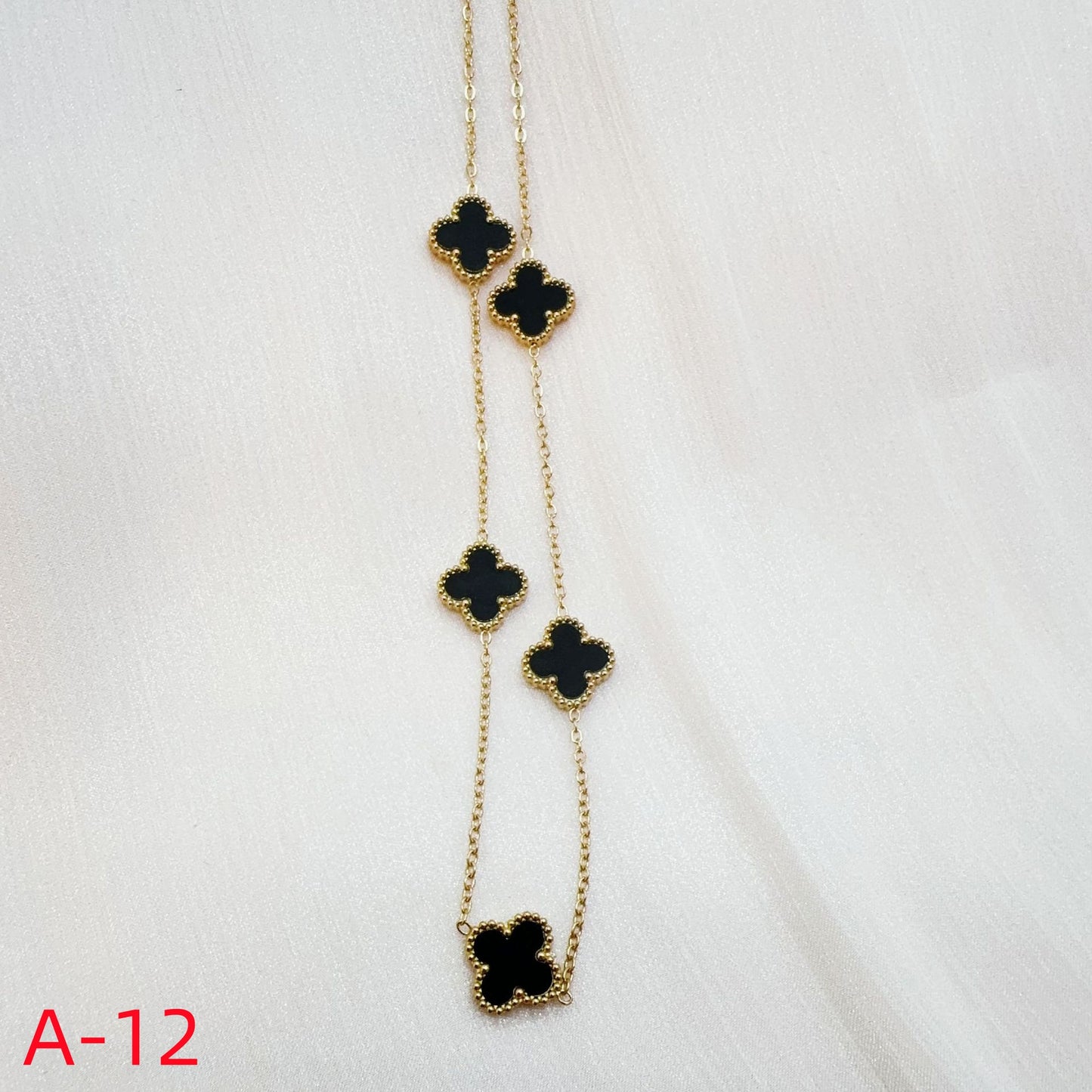 902# Stainless Steel Clover Necklace【Five Clovers, A-09 to A-15】