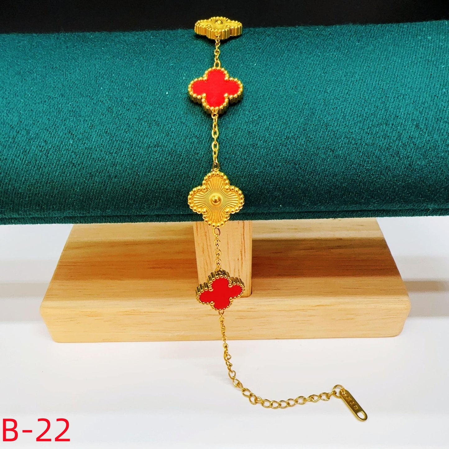 906# Stainless Steel Clover Bracelet【Colorful Five Clovers, B-20 to B-25】