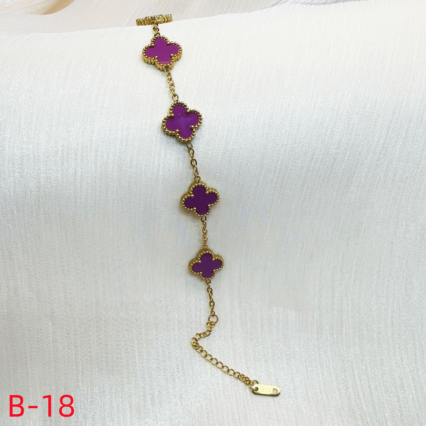905# Stainless Steel Clover Bracelet【Five Clovers, B-09 to B-19】