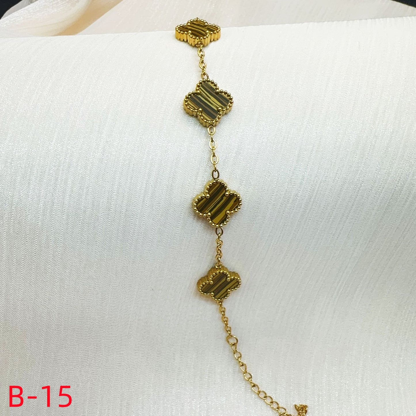 905# Stainless Steel Clover Bracelet【Five Clovers, B-09 to B-19】