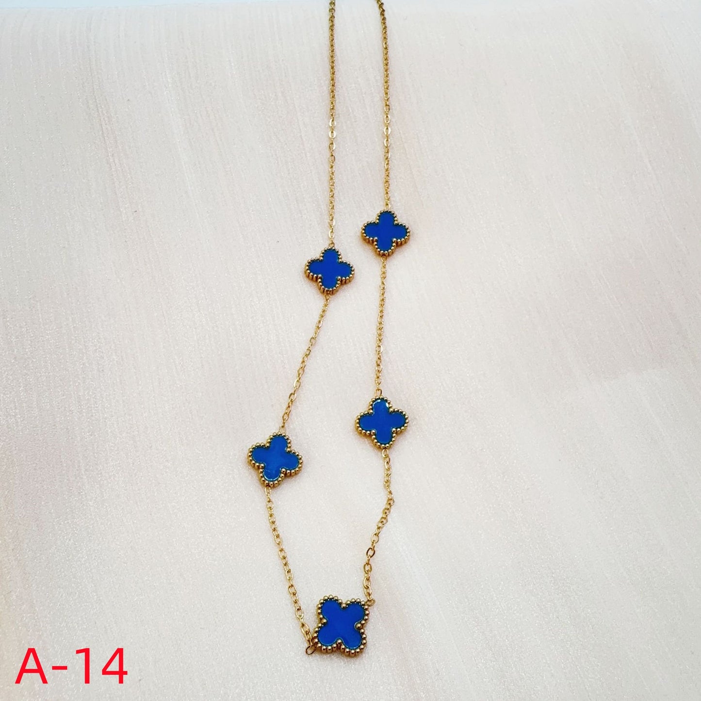 902# Stainless Steel Clover Necklace【Five Clovers, A-09 to A-15】