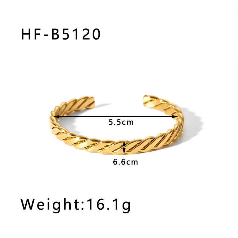 1202# Stainless steel zircon bracelet retro wide edge full diamond plated 18K real gold irregular bracelet for women