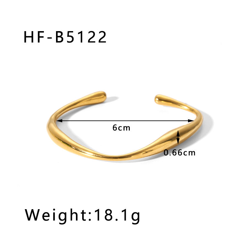 1202# Stainless steel zircon bracelet retro wide edge full diamond plated 18K real gold irregular bracelet for women