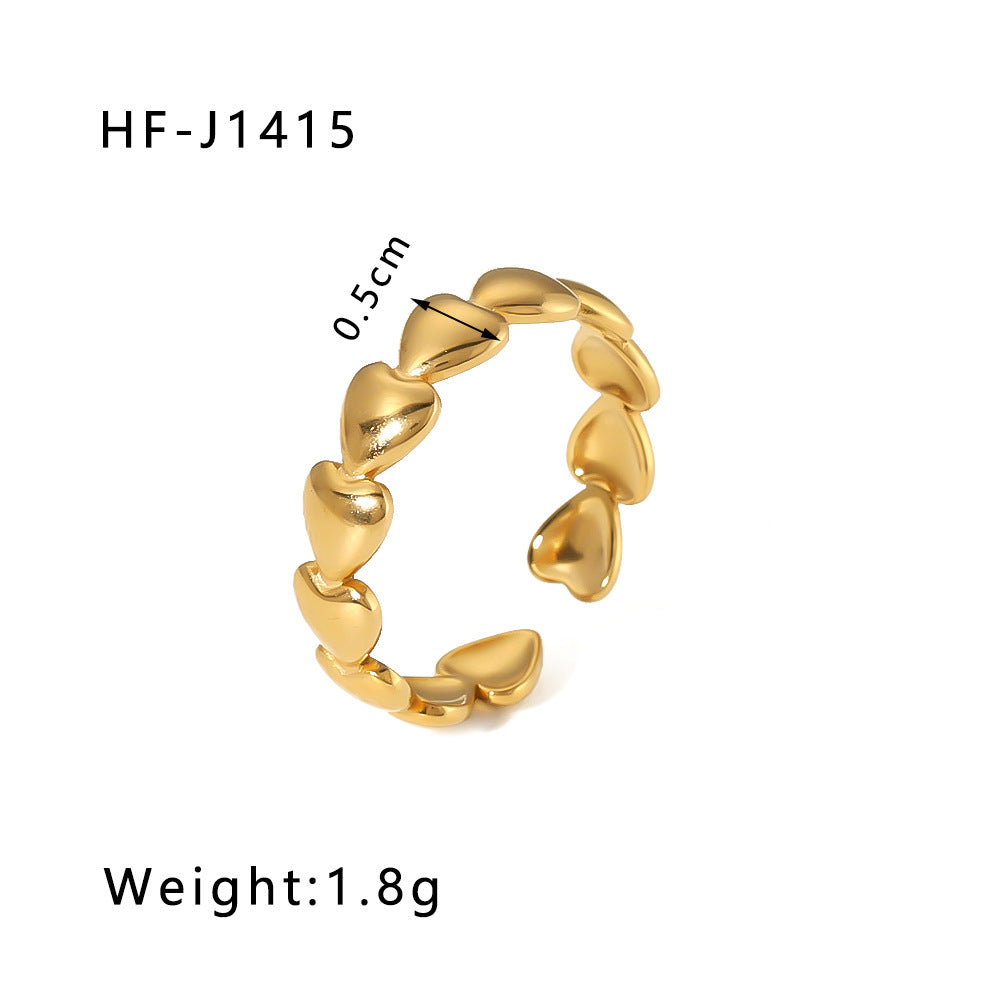 1001# Leaf geometric hollow flower 18k gold-plated snake-shaped high-end multi-layered titanium steel ring for women