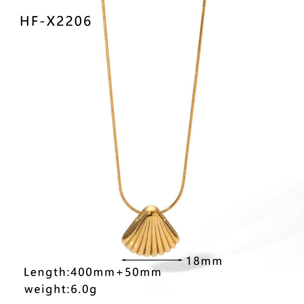 1108# Stainless steel high-grade cat's eye stone zircon pearl smiley face necklace women's light luxury necklace jewelry