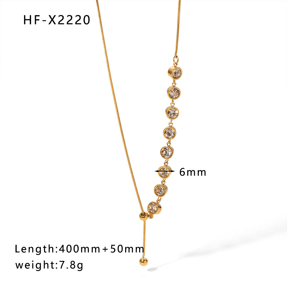 1108# Stainless steel high-grade cat's eye stone zircon pearl smiley face necklace women's light luxury necklace jewelry