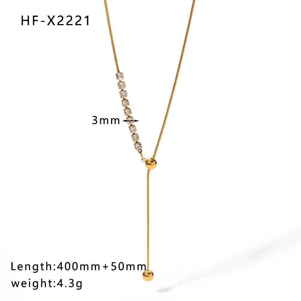 1108# Stainless steel high-grade cat's eye stone zircon pearl smiley face necklace women's light luxury necklace jewelry