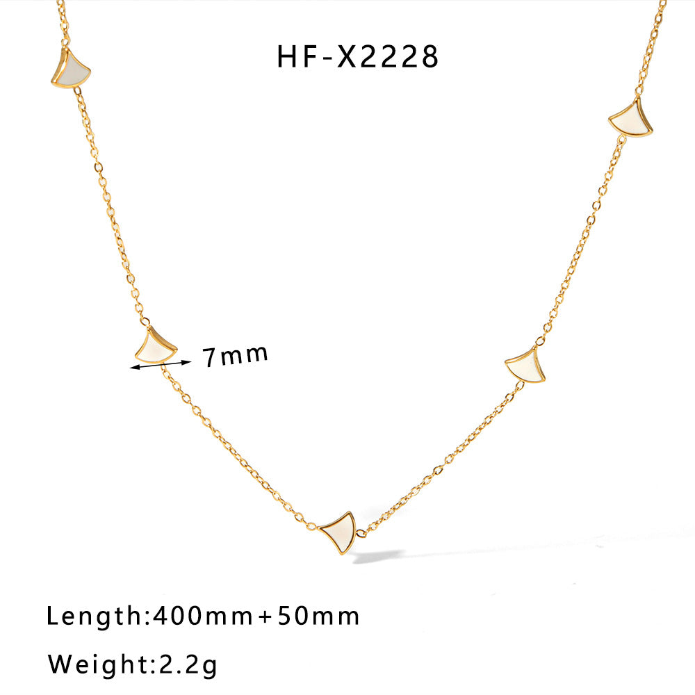 1107# Stainless steel heart-shaped pearl shell necklace women's light luxury tassel necklace jewelry