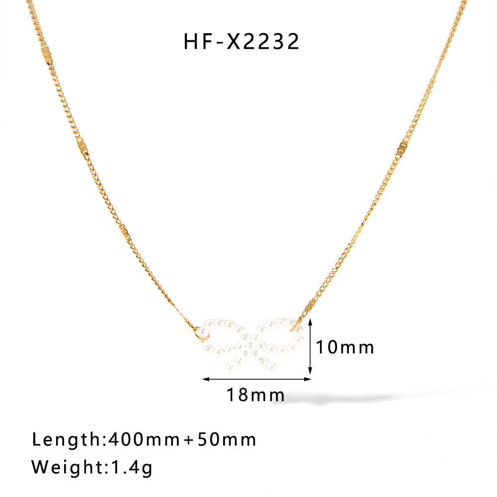 1107# Stainless steel heart-shaped pearl shell necklace women's light luxury tassel necklace jewelry