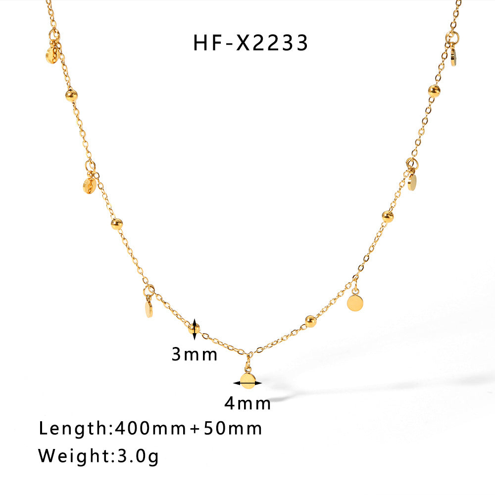 1107# Stainless steel heart-shaped pearl shell necklace women's light luxury tassel necklace jewelry