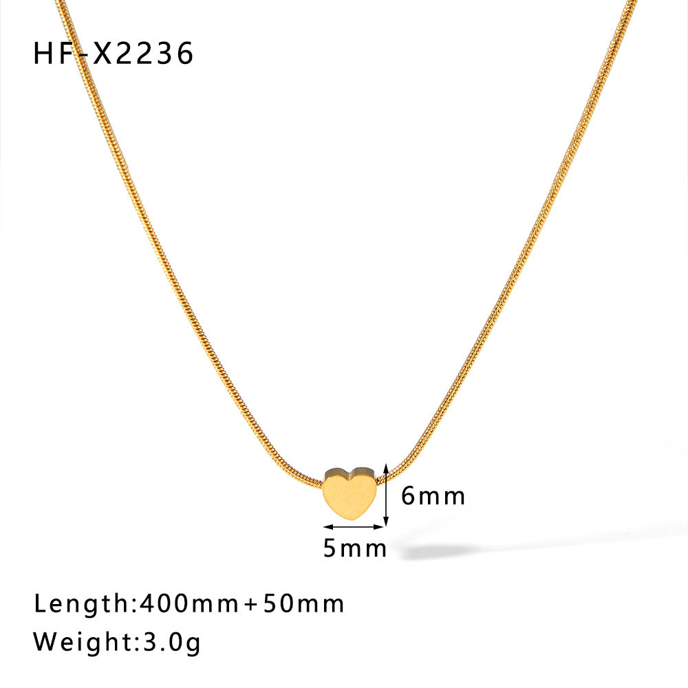 1107# Stainless steel heart-shaped pearl shell necklace women's light luxury tassel necklace jewelry