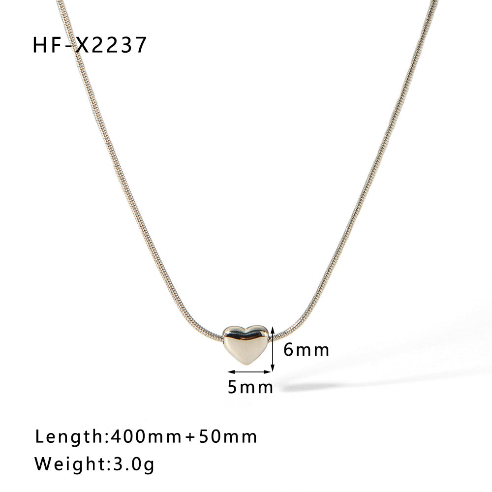 1107# Stainless steel heart-shaped pearl shell necklace women's light luxury tassel necklace jewelry