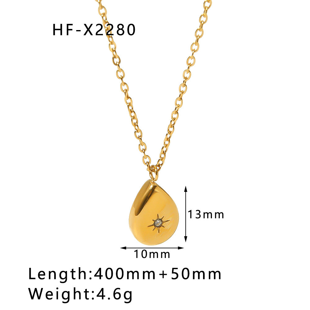 1105# Special-shaped love water drop pendant jewelry zircon lava necklace jewelry for women