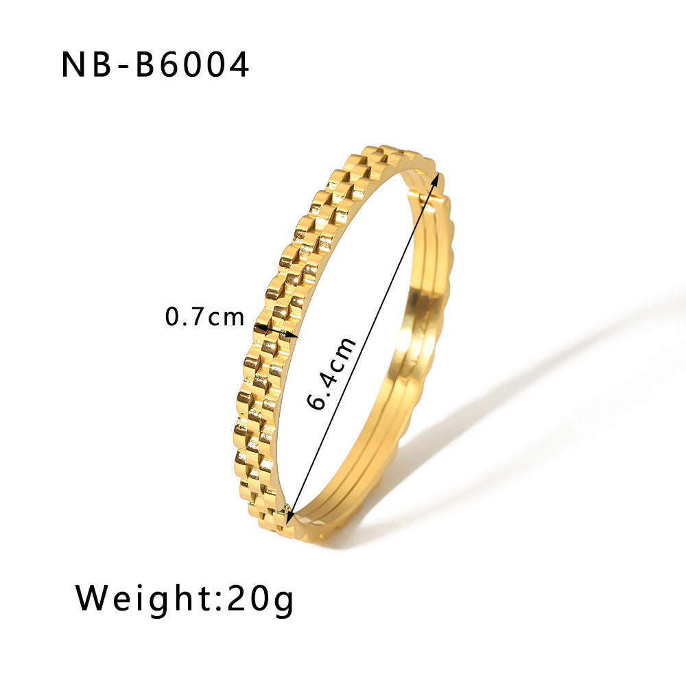 1209# Hot selling new zircon bracelet, Roman numerals, rhombus pattern jewelry, five-pointed star, stainless steel, real gold-plated hand jewelry