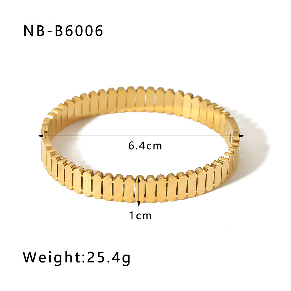 1209# Hot selling new zircon bracelet, Roman numerals, rhombus pattern jewelry, five-pointed star, stainless steel, real gold-plated hand jewelry