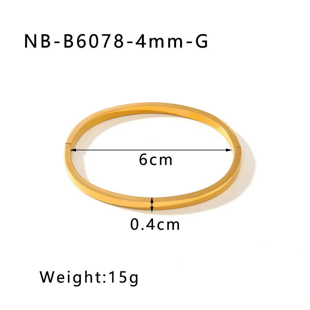 1201# Hot-selling zircon love quadrilateral geometric white zirconium green zirconium titanium steel real gold electroplating color-preserving jewelry bracelet