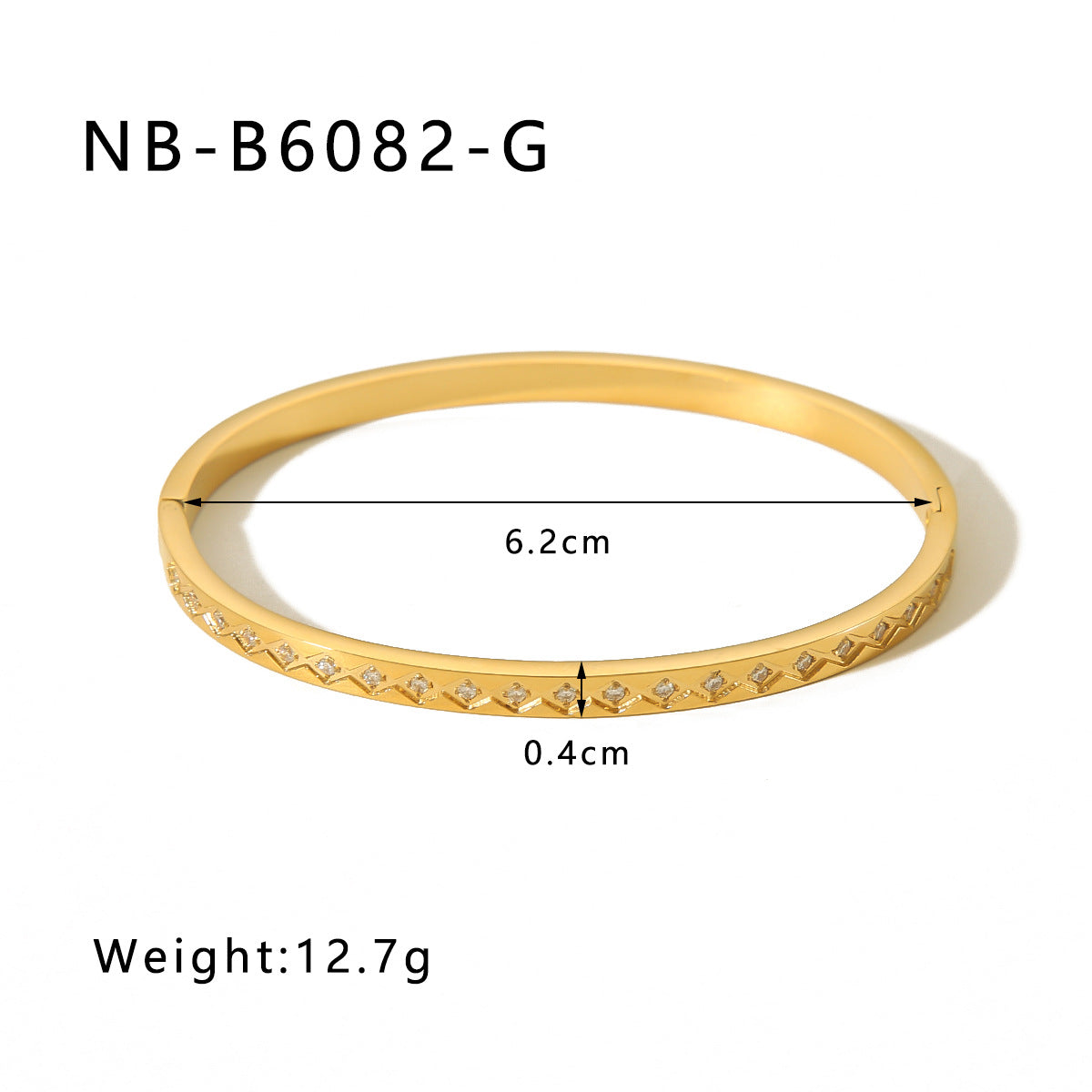 1201# Hot-selling zircon love quadrilateral geometric white zirconium green zirconium titanium steel real gold electroplating color-preserving jewelry bracelet