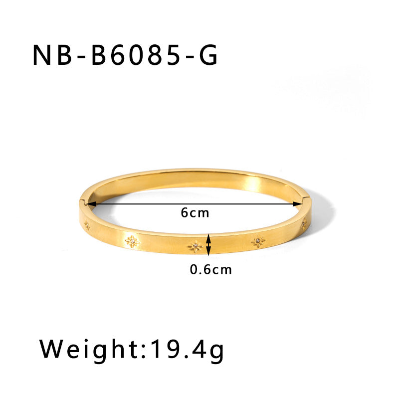 1201# Hot-selling zircon love quadrilateral geometric white zirconium green zirconium titanium steel real gold electroplating color-preserving jewelry bracelet