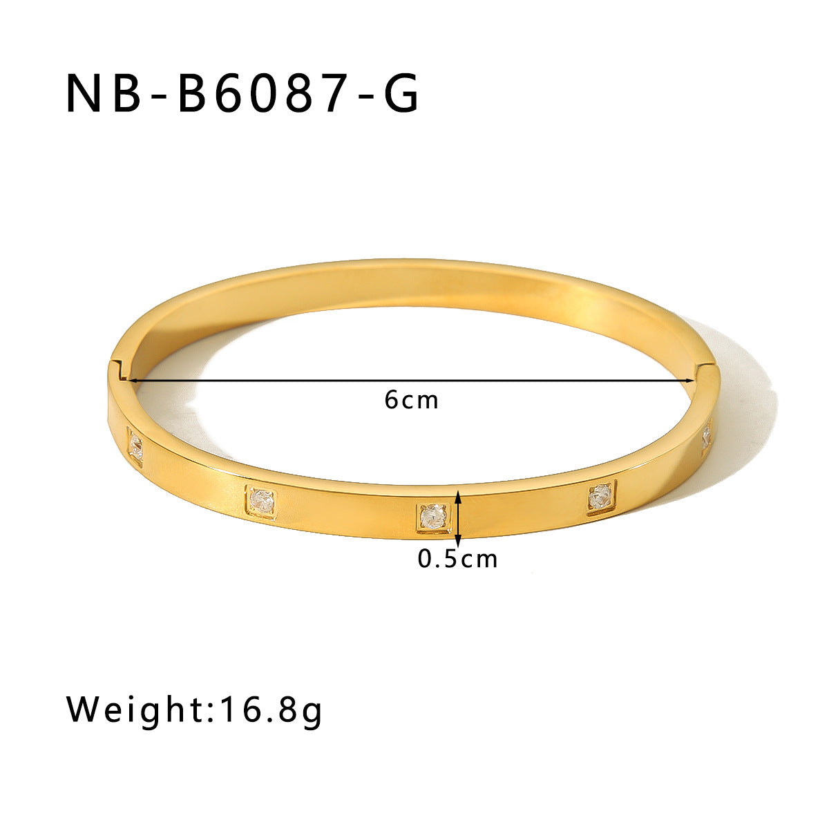 1201# Hot-selling zircon love quadrilateral geometric white zirconium green zirconium titanium steel real gold electroplating color-preserving jewelry bracelet