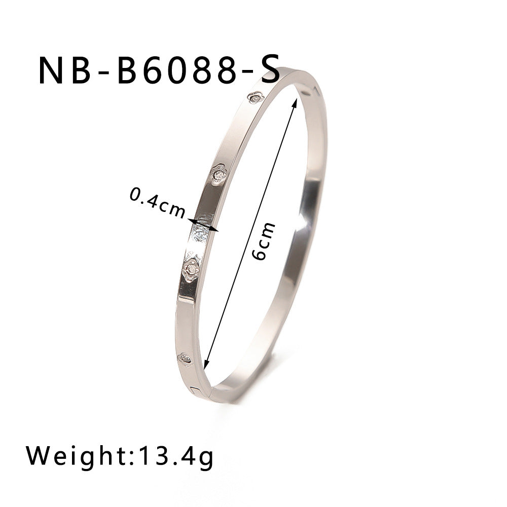 1210# French literary retro style non-fading real gold electroplated geometric zircon bracelet 18K waterproof jewelry