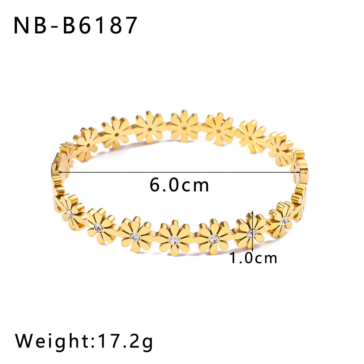 1212# New stainless steel 18k gold plated bracelet geometric buckle open bracelet inlaid with crystal bracelet
