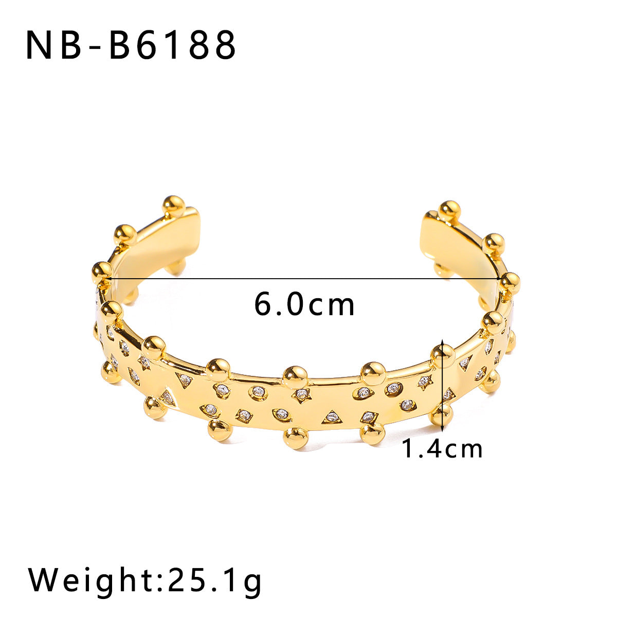 1212# New stainless steel 18k gold plated bracelet geometric buckle open bracelet inlaid with crystal bracelet
