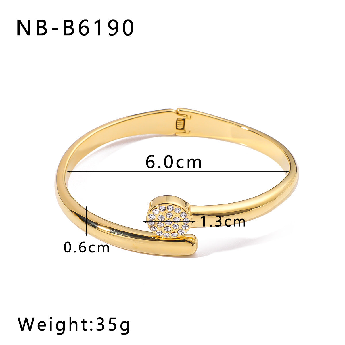 1212# New stainless steel 18k gold plated bracelet geometric buckle open bracelet inlaid with crystal bracelet