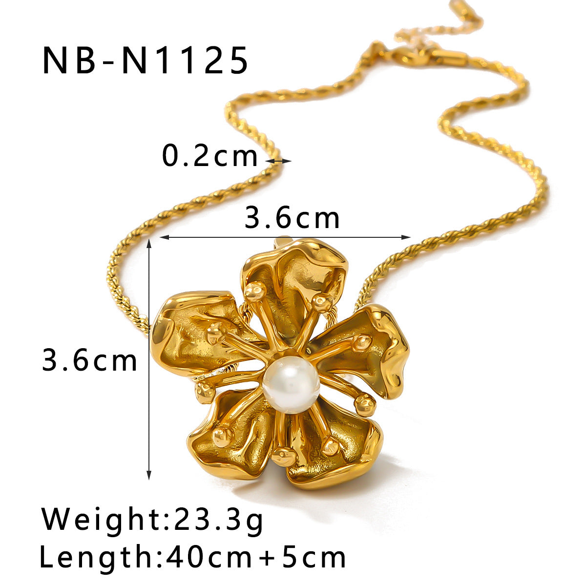 1106# Stainless steel cast flower plated 18k gold women's necklace inlaid with pearls new design fashionable simple women's jewelry