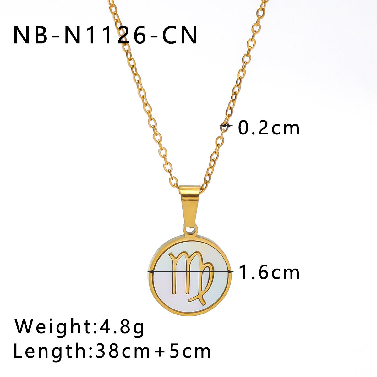 1104# Fashion trend retro temperament 12 constellations white seashell pendant titanium steel necklace women's jewelry