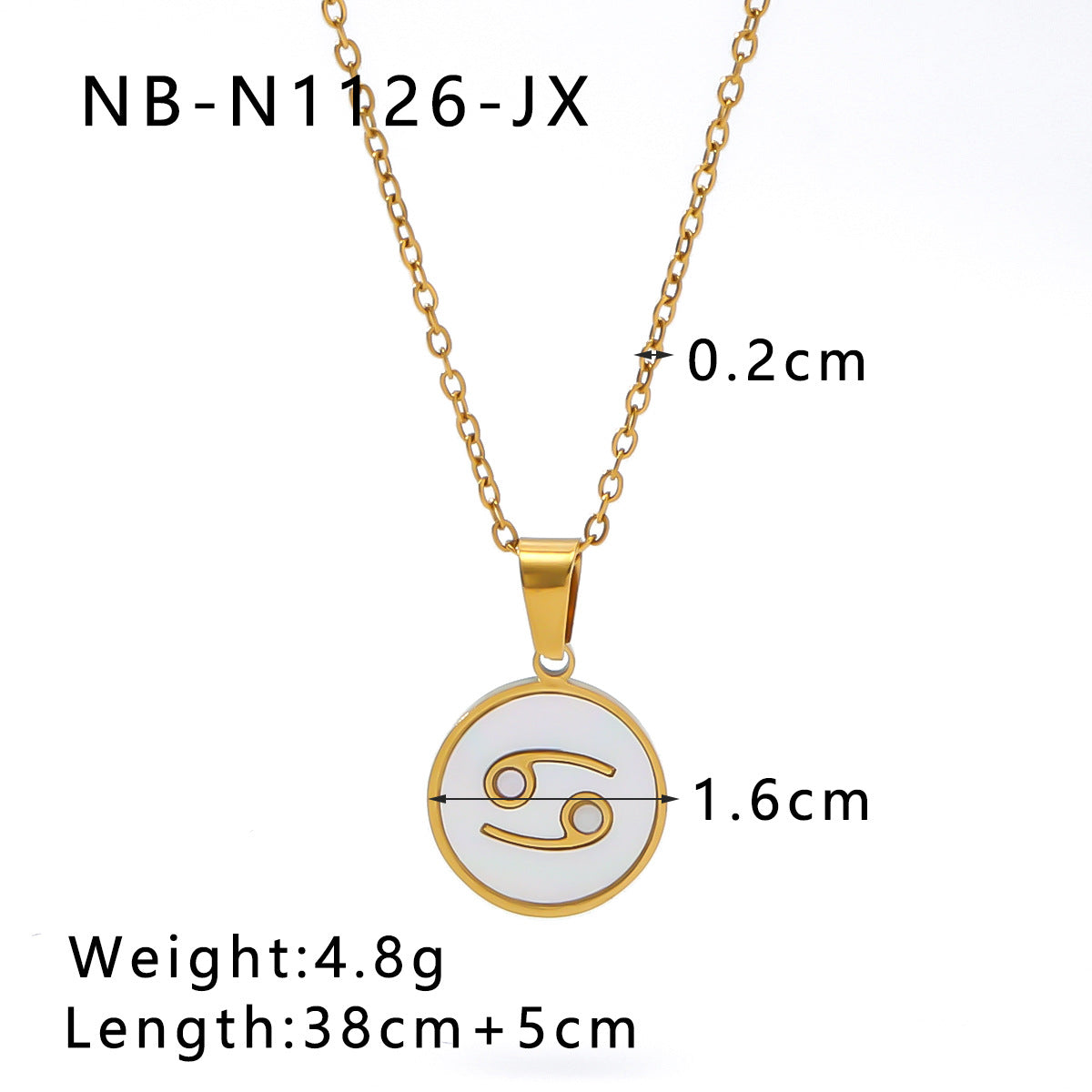 1104# Fashion trend retro temperament 12 constellations white seashell pendant titanium steel necklace women's jewelry