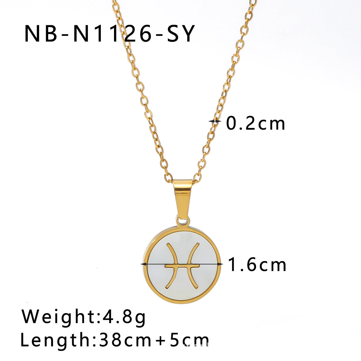 1104# Fashion trend retro temperament 12 constellations white seashell pendant titanium steel necklace women's jewelry